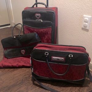 Brighten Ruby Jacquard Black Croc Leather Luggage